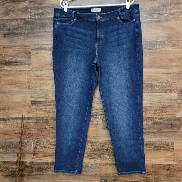 J Jill Jeans Size 18 Slim Boyfriend Straight Mid Rise Dark Wash Stretch Denim - Picture 1 of 9